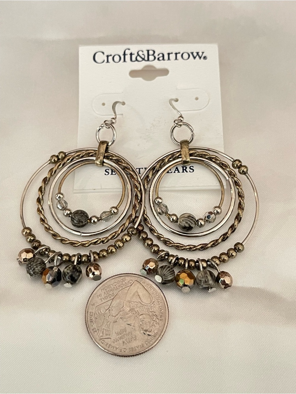 croft & barrow Gold and Silver Multi-Ring Hoop Earrings with Beads